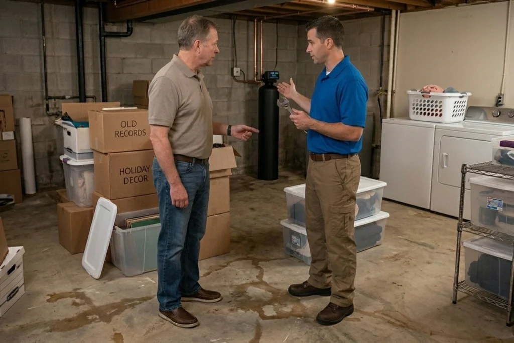 Homeowner learning about iron filter for well water