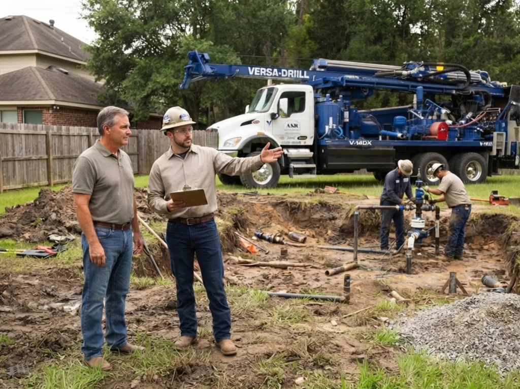 Lake City homeowner reviewing a properly installed residential well